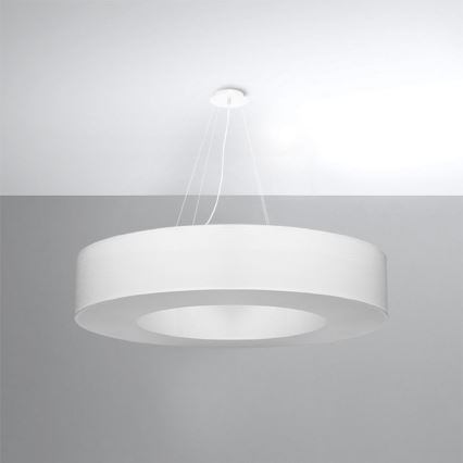 Kattokruunu johdossa SATURNO 8xE27/60W/230V d. 90 cm valkoinen