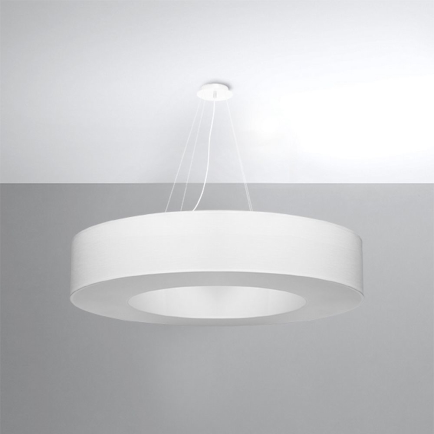 Kattokruunu johdossa SATURNO 8xE27/60W/230V d. 90 cm valkoinen