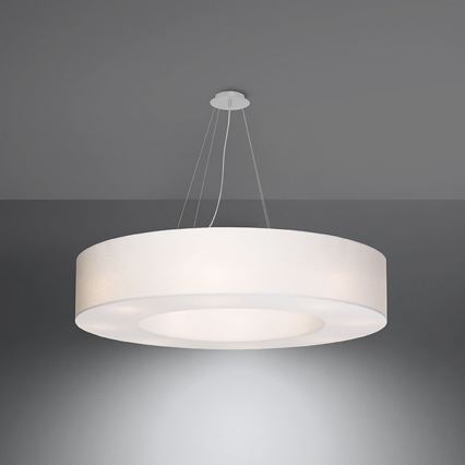 Kattokruunu johdossa SATURNO 8xE27/60W/230V d. 90 cm valkoinen