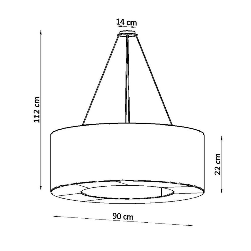 Kattokruunu johdossa SATURNO 8xE27/60W/230V d. 90 cm valkoinen