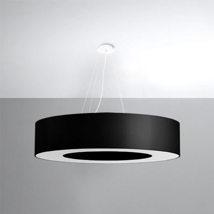 Kattokruunu johdossa SATURNO 8xE27/60W/230V d. 90 cm musta