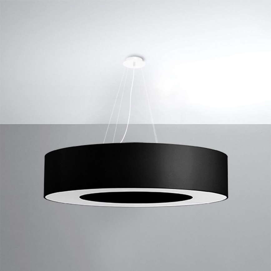 Kattokruunu johdossa SATURNO 8xE27/60W/230V d. 90 cm musta