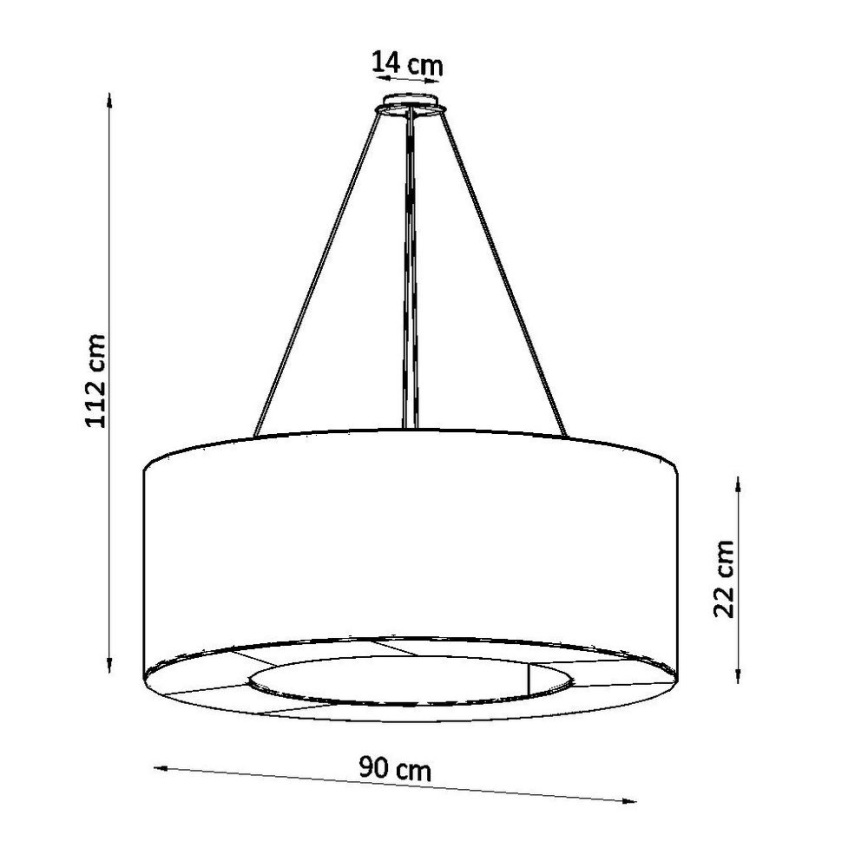 Kattokruunu johdossa SATURNO 8xE27/60W/230V d. 90 cm musta