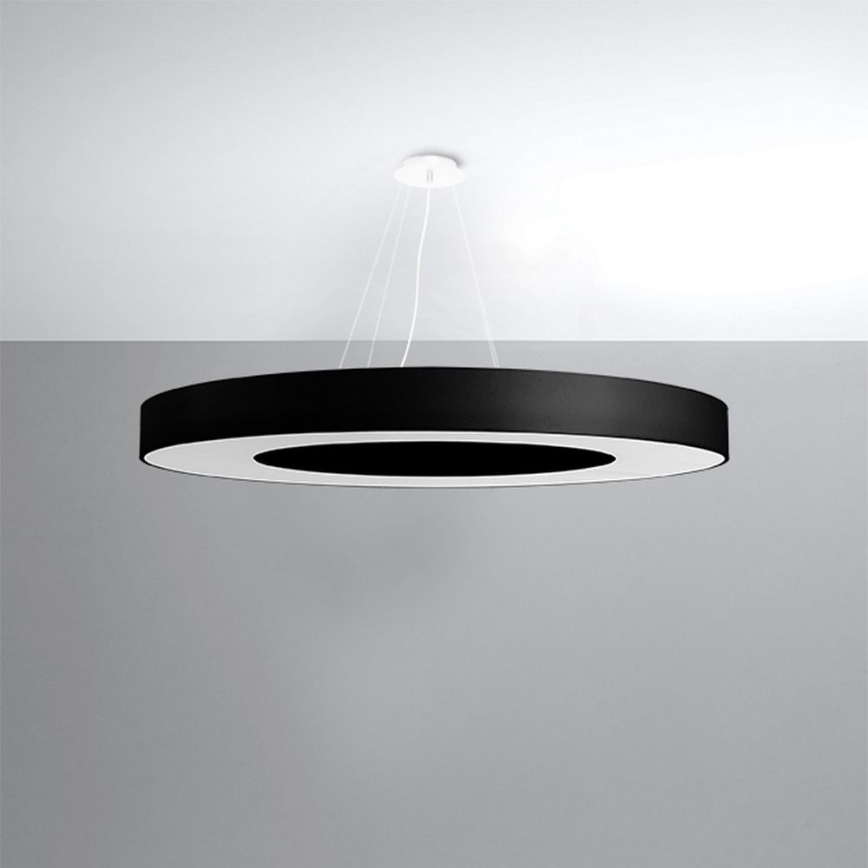 Kattokruunu johdossa SATURNO SLIM 8xE27/60W/230V d. 90 cm musta