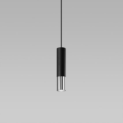 Kattokruunu johdossa LOOPEZ 1xGU10/10W/230V musta/kiiltävä kromi