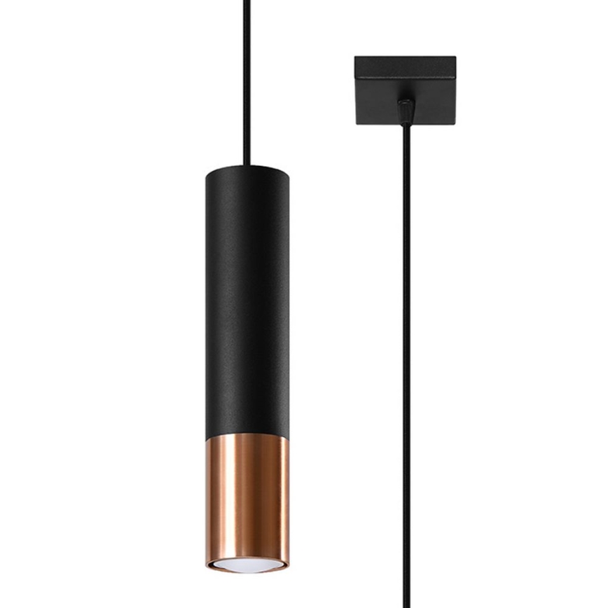 Kattokruunu johdossa LOOPEZ 1xGU10/10W/230V musta/kupari