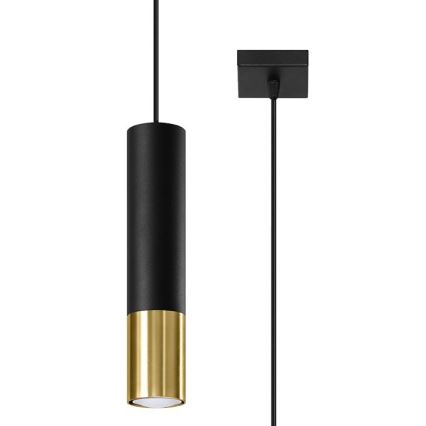 Kattokruunu johdossa LOOPEZ 1xGU10/40W/230V musta/kulta