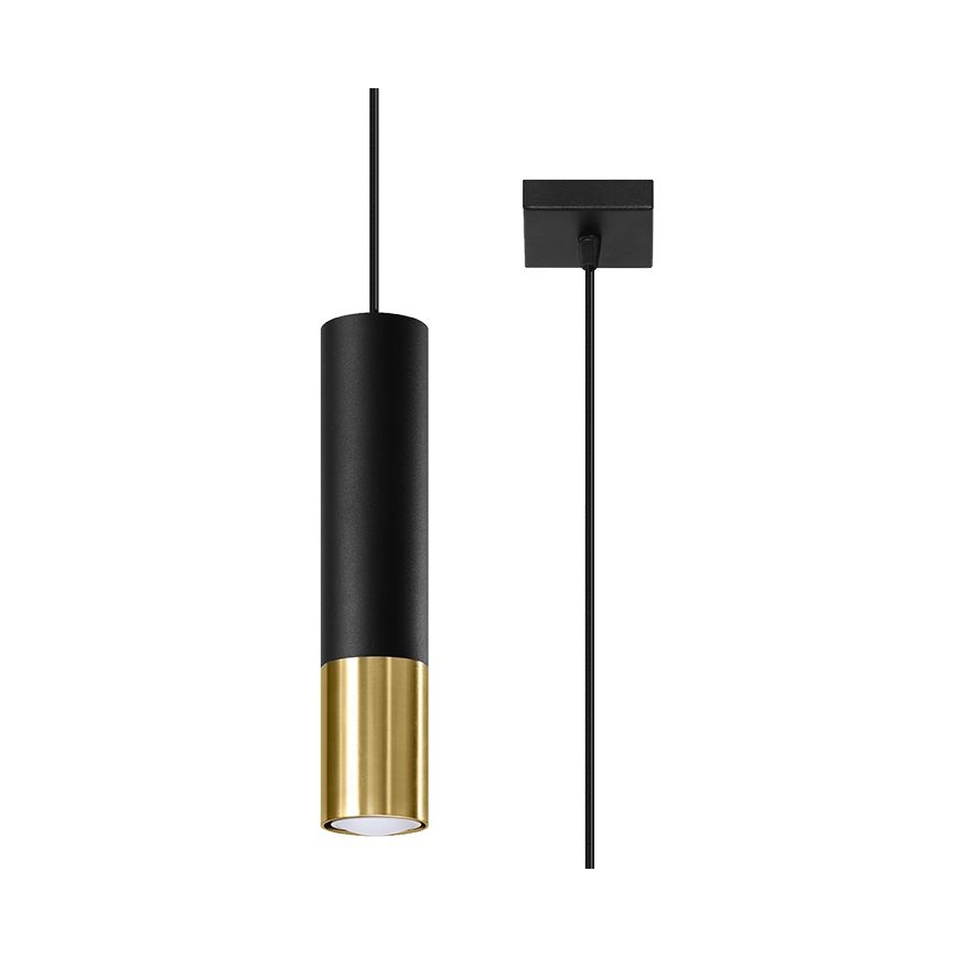 Kattokruunu johdossa LOOPEZ 1xGU10/40W/230V musta/kulta
