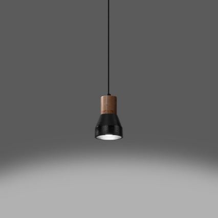 Kattokruunu johdossa QUBIC 1xE27/60W/230V betoni/Koivu/pyökki/musta