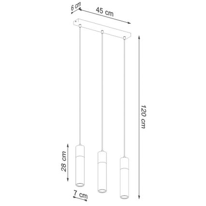Kattokruunu johdossa ZANE 3xGU10/40W/230V betoni/Koivu/pyökki