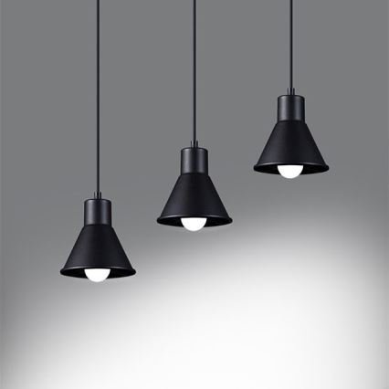 Kattokruunu johdossa TALEJA 3xE27/60W/230V musta