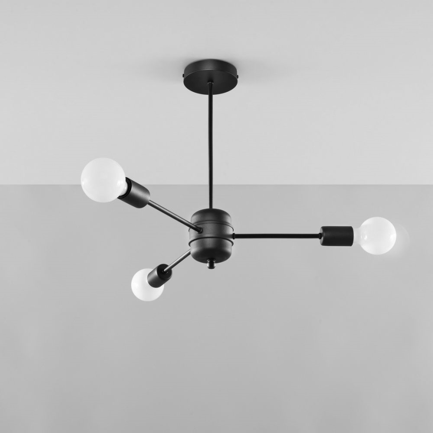 Kattokruunu tangossa LANGO 3xE27/60W/230V musta