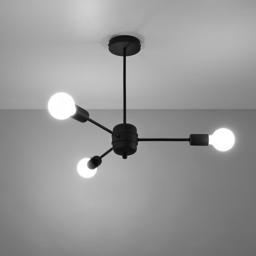 Kattokruunu tangossa LANGO 3xE27/60W/230V musta