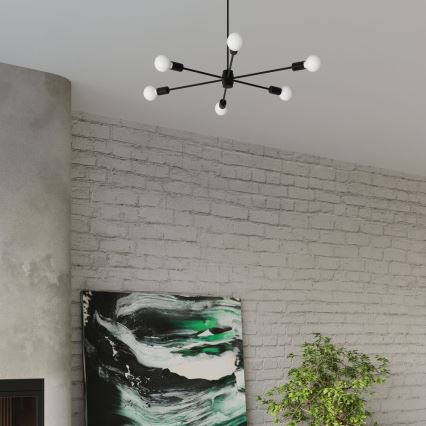 Kattokruunu tangossa LANGO 5xE27/60W/230V musta