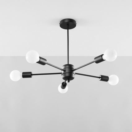 Kattokruunu tangossa LANGO 5xE27/60W/230V musta