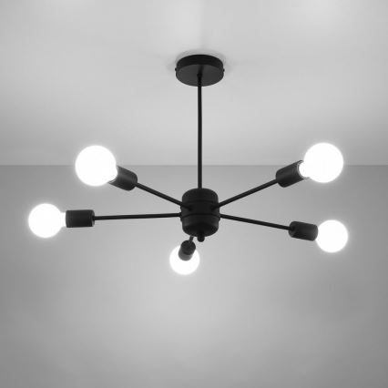 Kattokruunu tangossa LANGO 5xE27/60W/230V musta