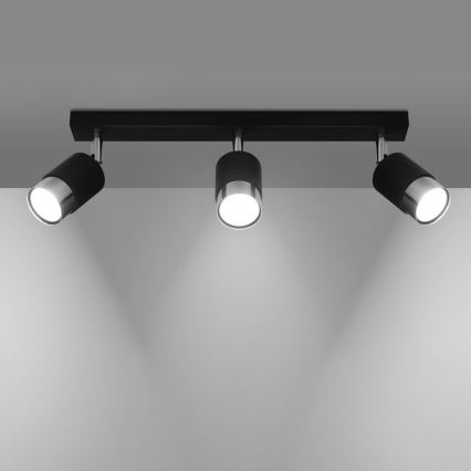 Kohdevalo NERO 3xGU10/40W/230V musta/kiiltävä kromi