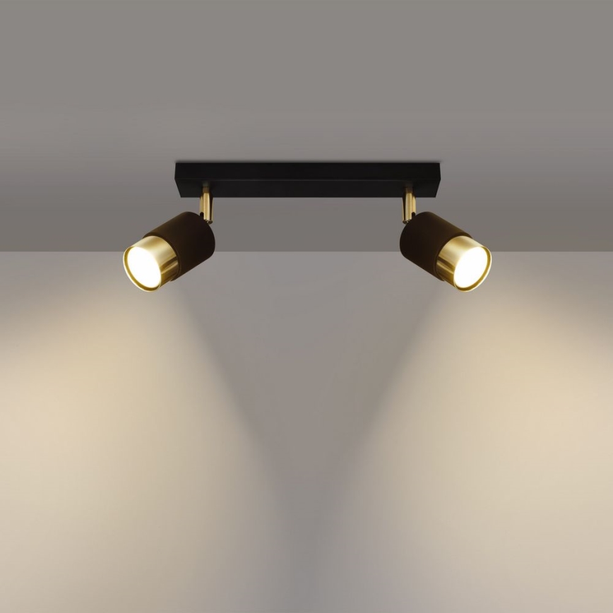 Kohdevalo NERO 2xGU10/40W/230V musta/kultainen