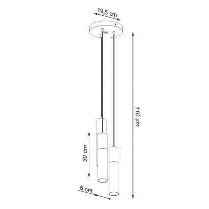 Sollux SL.1080 - Kattokruunu johdossa BORGIO 3xGU10/40W/230V betoni/metalli valkoinen