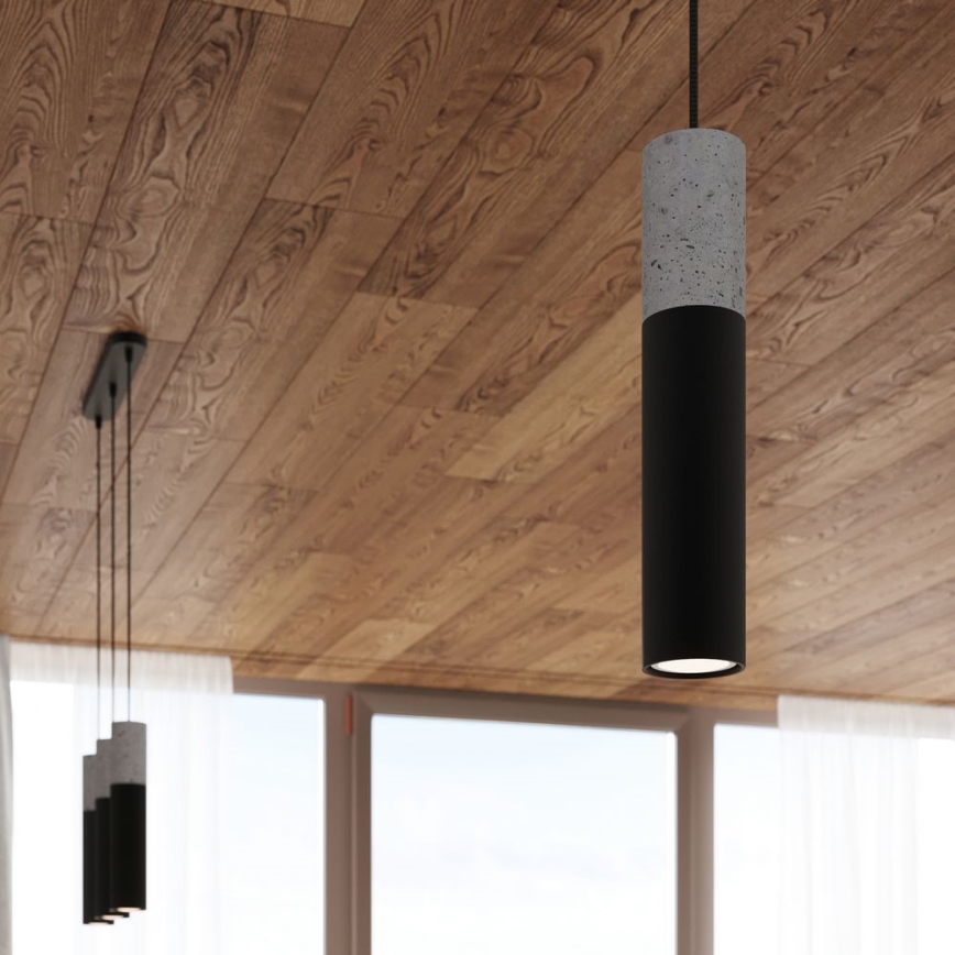 Sollux SL.1081 - Kattokruunu johdossa BORGIO 3xGU10/40W/230V betoni/metalli musta