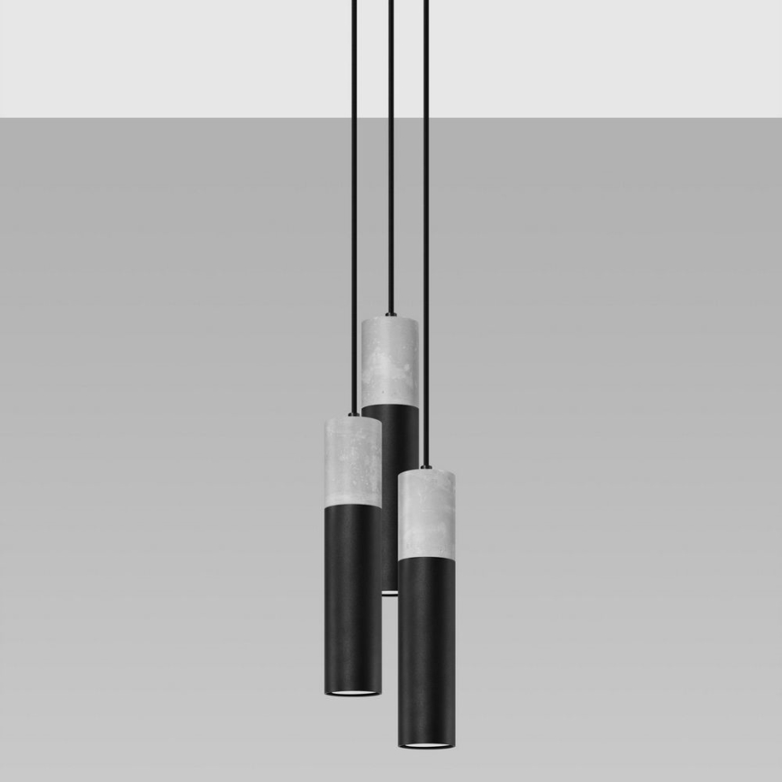 Sollux SL.1081 - Kattokruunu johdossa BORGIO 3xGU10/40W/230V betoni/metalli musta
