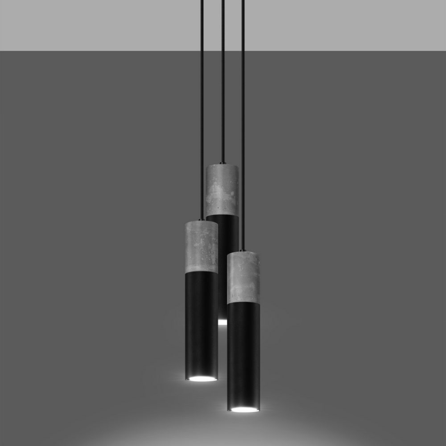 Sollux SL.1081 - Kattokruunu johdossa BORGIO 3xGU10/40W/230V betoni/metalli musta