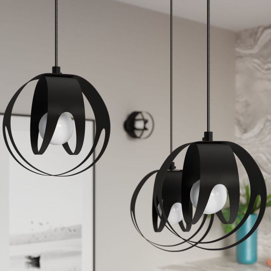 Pinta-asennettava kattokruunu TULOS 1xE27/60W/230V musta