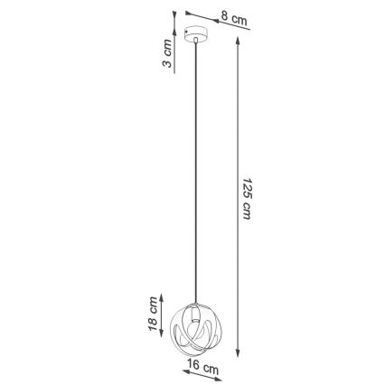 Kattokruunu johdossa ULOS 1xE27/60W/230V musta