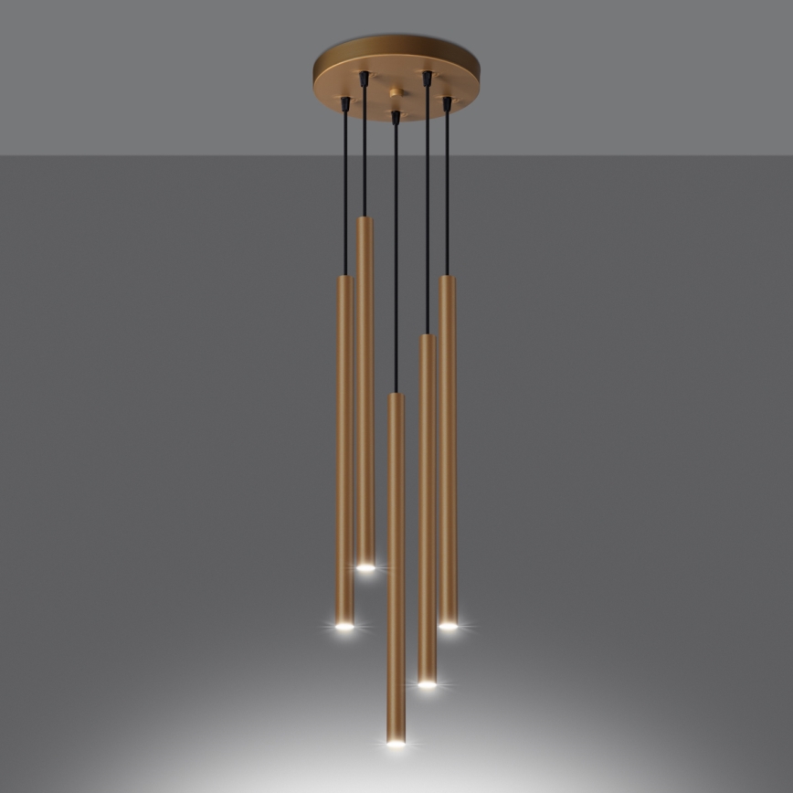 Kattokruunu johdossa PASTELO 5xG9/8W/230V kulta