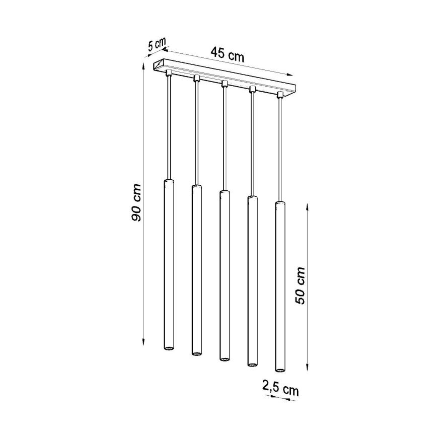 Kattokruunu johdossa PASTELO 5xG9/8W/230V kulta