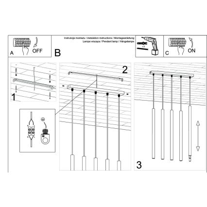 Kattokruunu johdossa PASTELO 5xG9/8W/230V kulta