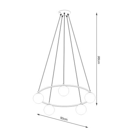 Kattokruunu johdossa YOLI 5xG9/8W/230V musta