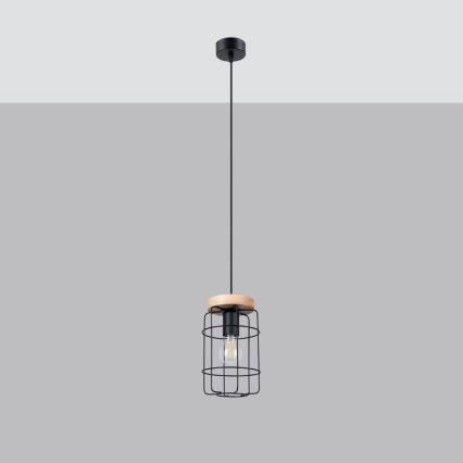 Kattokruunu johdossa GOTTO 1xE27/15W/230V musta/pyökki