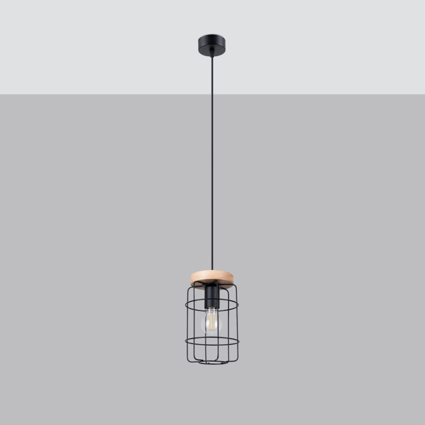 Kattokruunu johdossa GOTTO 1xE27/15W/230V musta/pyökki