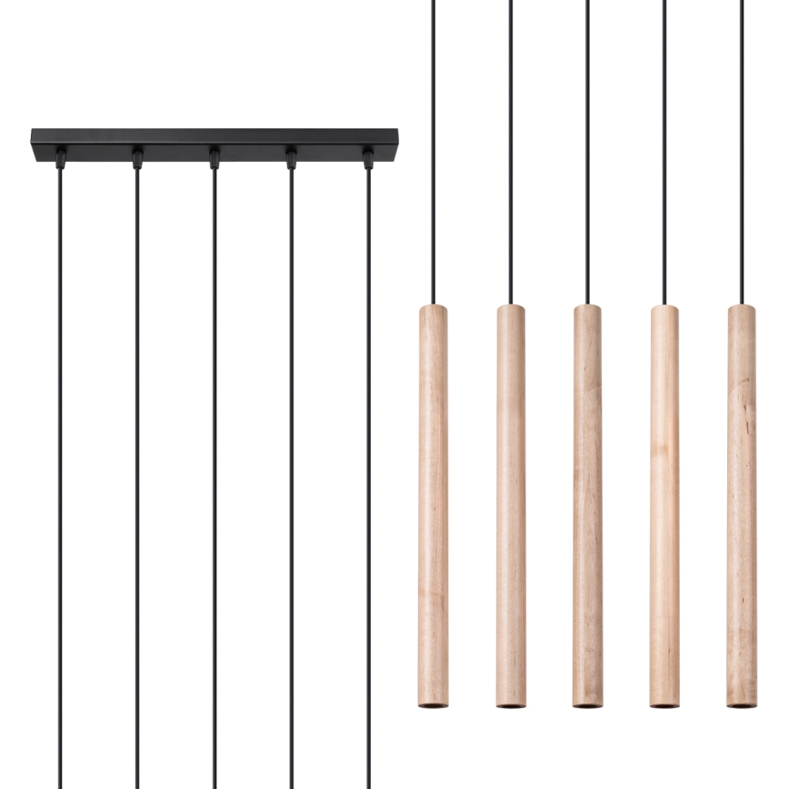 Kattokruunu johdossa PASTELO 5xG9/8W/230V pyökki