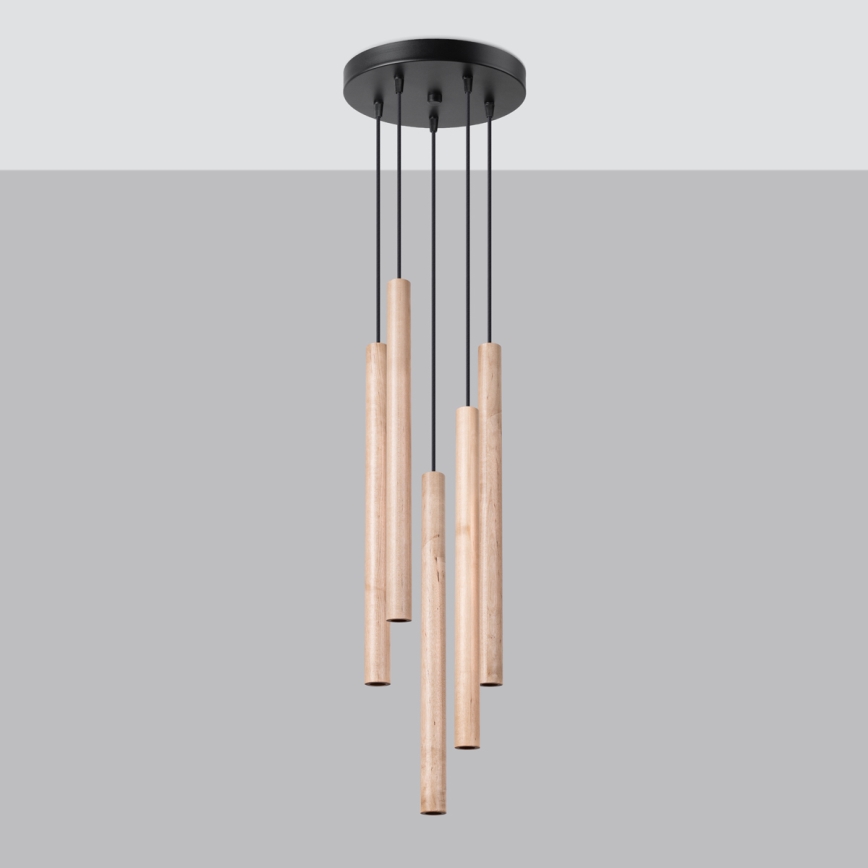 Kattokruunu johdossa PASTELO 5xG9/8W/230V pyökki
