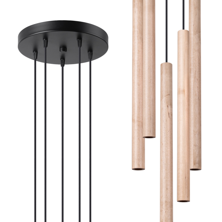 Kattokruunu johdossa PASTELO 5xG9/8W/230V pyökki