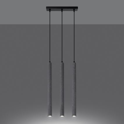 Kattokruunu johdossa PASTELO 3xG9/8W/230V betoni