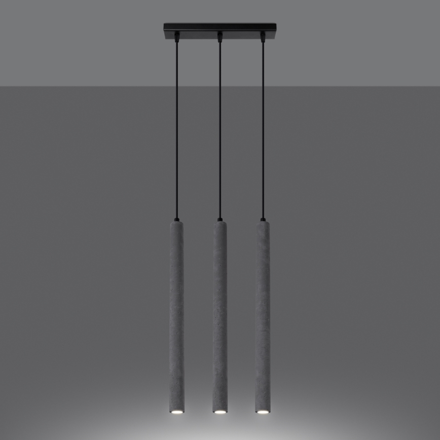 Kattokruunu johdossa PASTELO 3xG9/8W/230V betoni