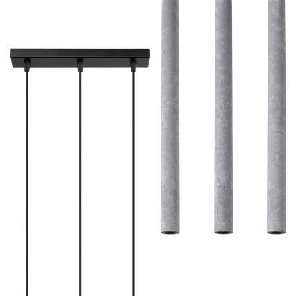 Kattokruunu johdossa PASTELO 3xG9/8W/230V betoni