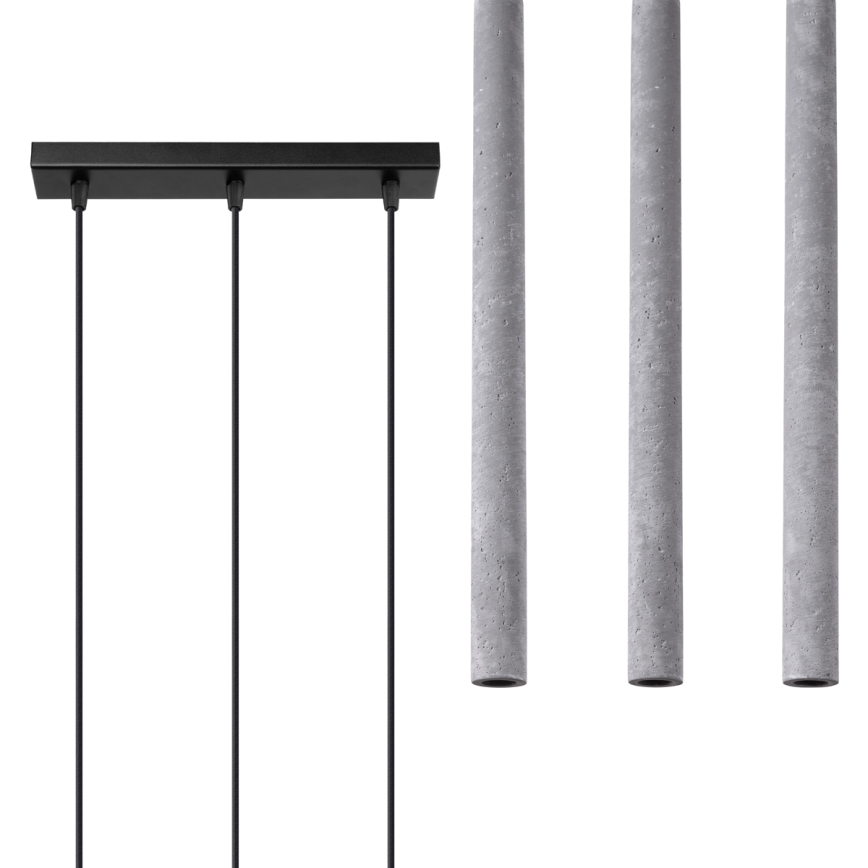Kattokruunu johdossa PASTELO 3xG9/8W/230V betoni