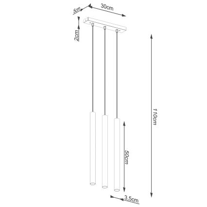 Kattokruunu johdossa PASTELO 3xG9/8W/230V betoni