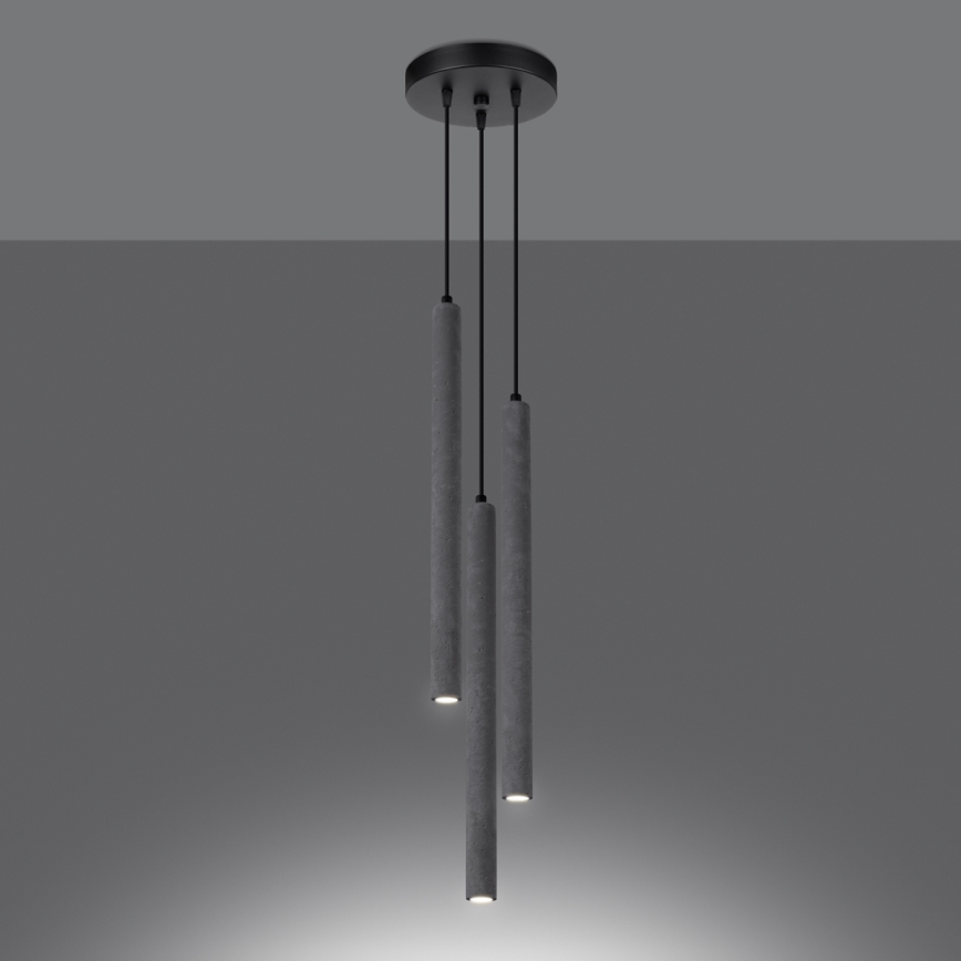 Kattokruunu johdossa PASTELO 3xG9/8W/230V betoni