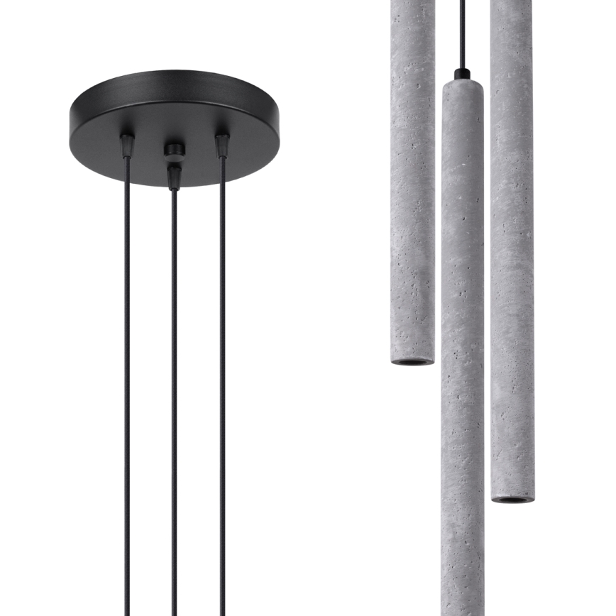 Kattokruunu johdossa PASTELO 3xG9/8W/230V betoni