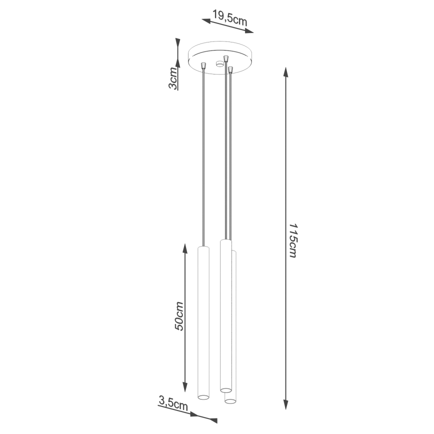 Kattokruunu johdossa PASTELO 3xG9/8W/230V betoni
