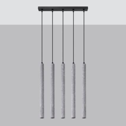 Kattokruunu johdossa PASTELO 5xG9/8W/230V betoni