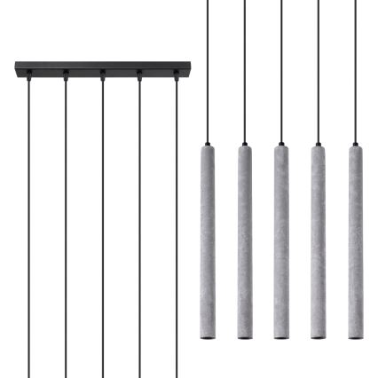 Kattokruunu johdossa PASTELO 5xG9/8W/230V betoni