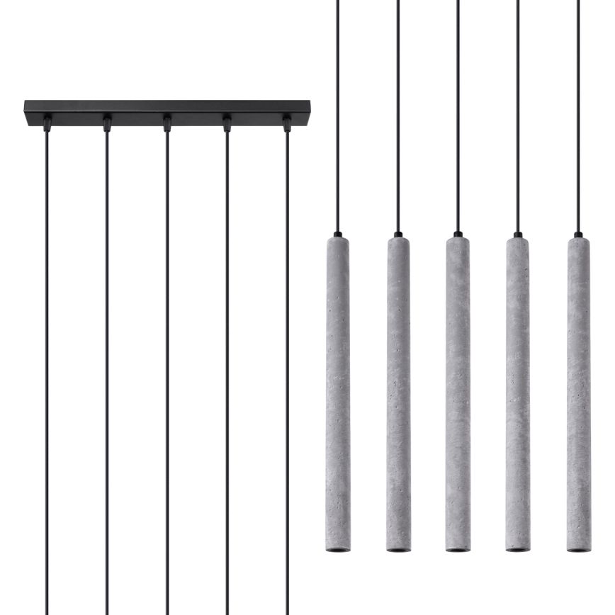 Kattokruunu johdossa PASTELO 5xG9/8W/230V betoni