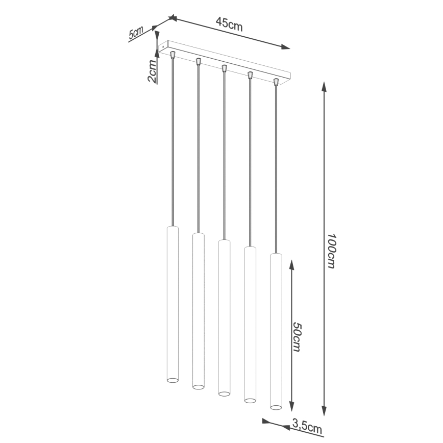 Kattokruunu johdossa PASTELO 5xG9/8W/230V betoni