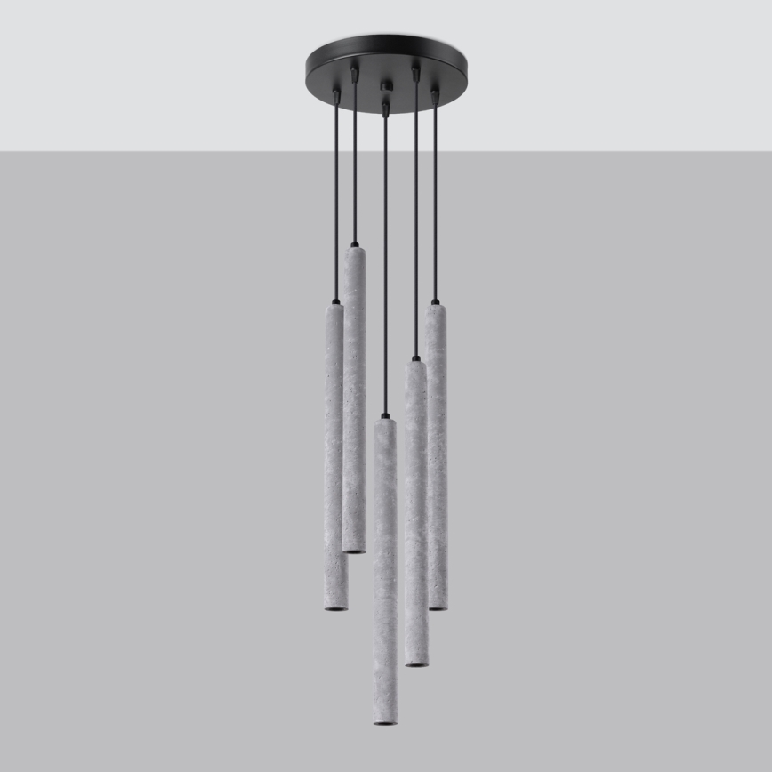 Kattokruunu johdossa PASTELO 5xG9/8W/230V betoni
